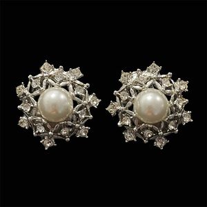 ✨Vintage Signed Silver Snowflakes Clip On Earrings